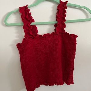 Red smocked Hollister tank top